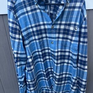 Vineyard Vines Blue and White flannel Shirt.  Classic fit